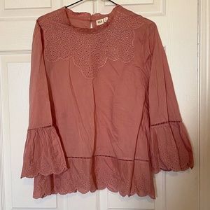 Bell-sleeved blouse with eyelet details